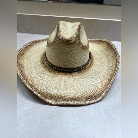 Cody James Natural Palm Leaf Ponderosa straw cowboy hat - Picture 6 of 7